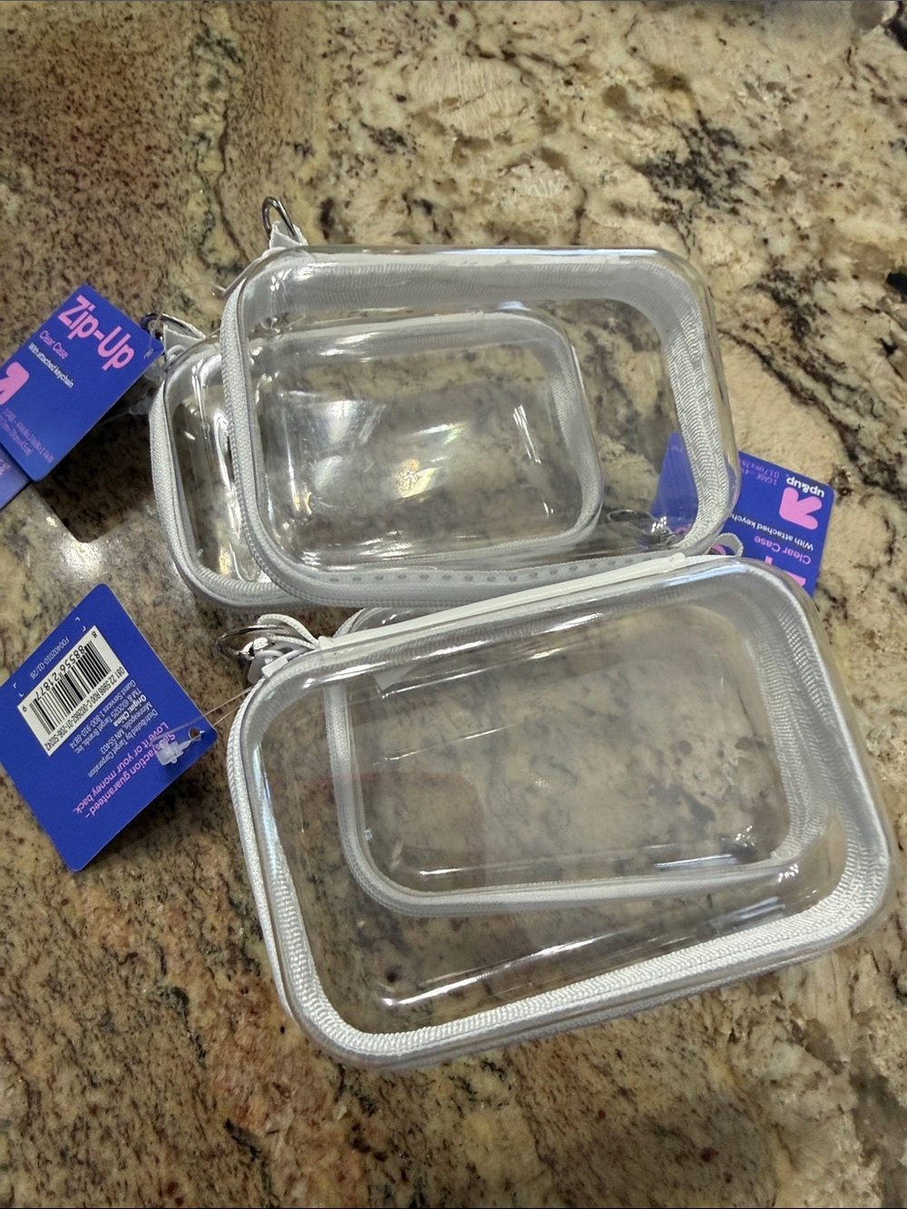 NWT Up & Up Clear Zip-Up Travel Pouches with Silver Trim (Set of 4)